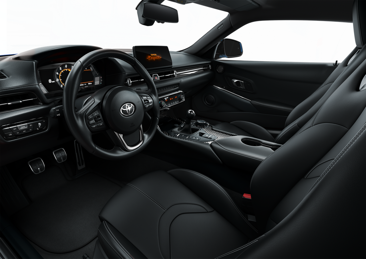 Toyota Supra interieur dashboard bestuurdersstoel zwart