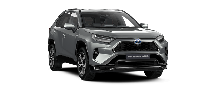 Vooraanzicht van een witte RAV4 Plug-in Hybrid