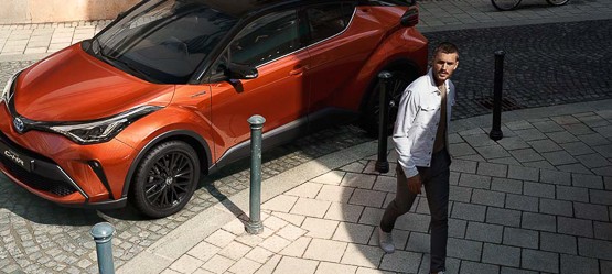 Toyota c-hr, exterieur, linksvoor, bovenaf, oranje