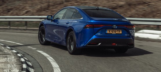 Toyota Mirai, exterieur, achterkant, blauw