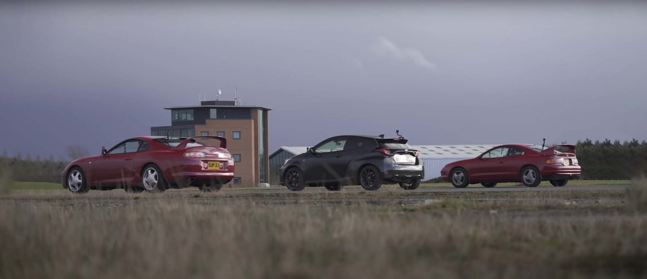 Toyota Supra, Celica GT Four, GR Yaris, schuin achter, dagrace