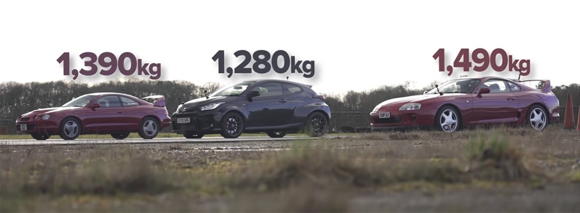 Toyota, dragrace tussen Supra,  Celica GT Four en GR Yaris