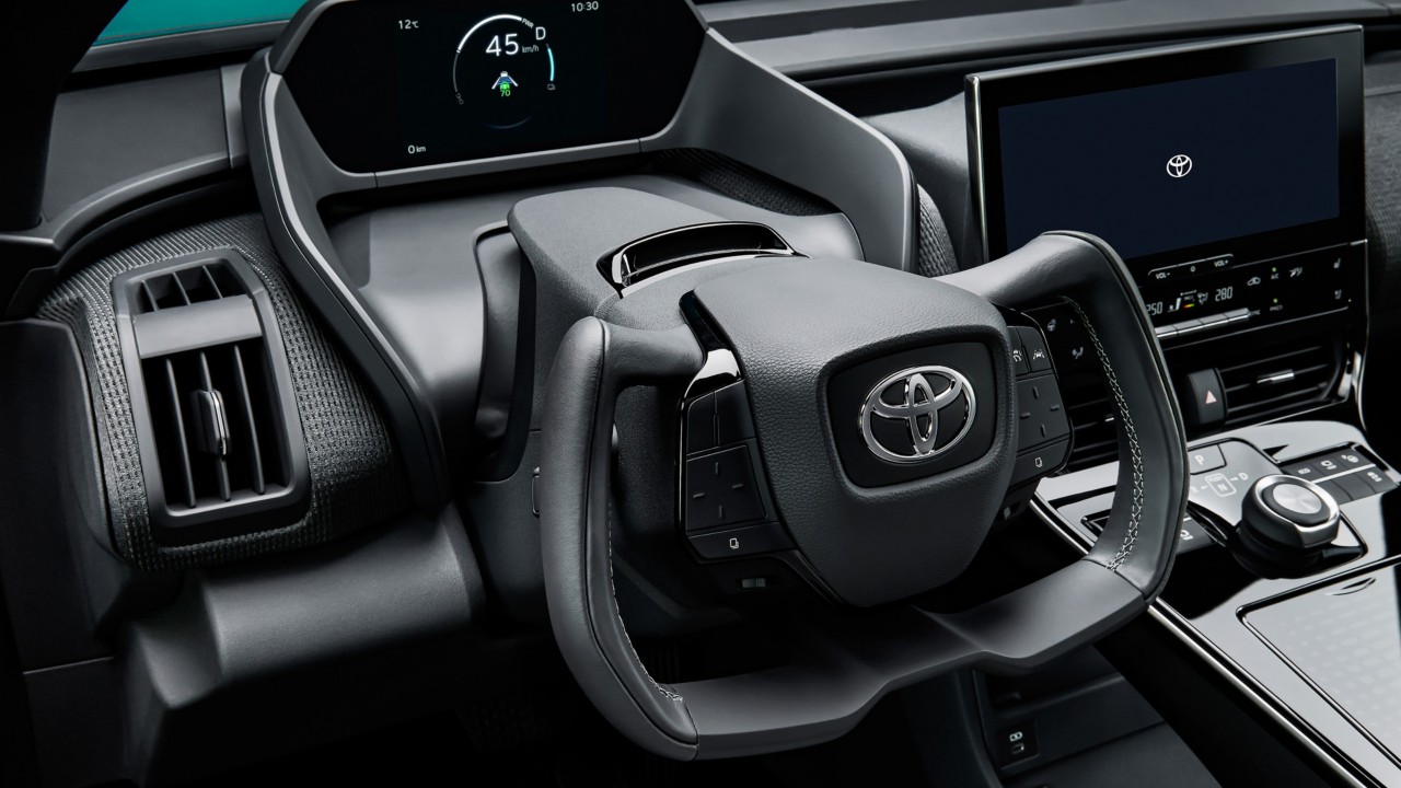 Toyota, bZ4X, interieur, stuur, en, dashboard