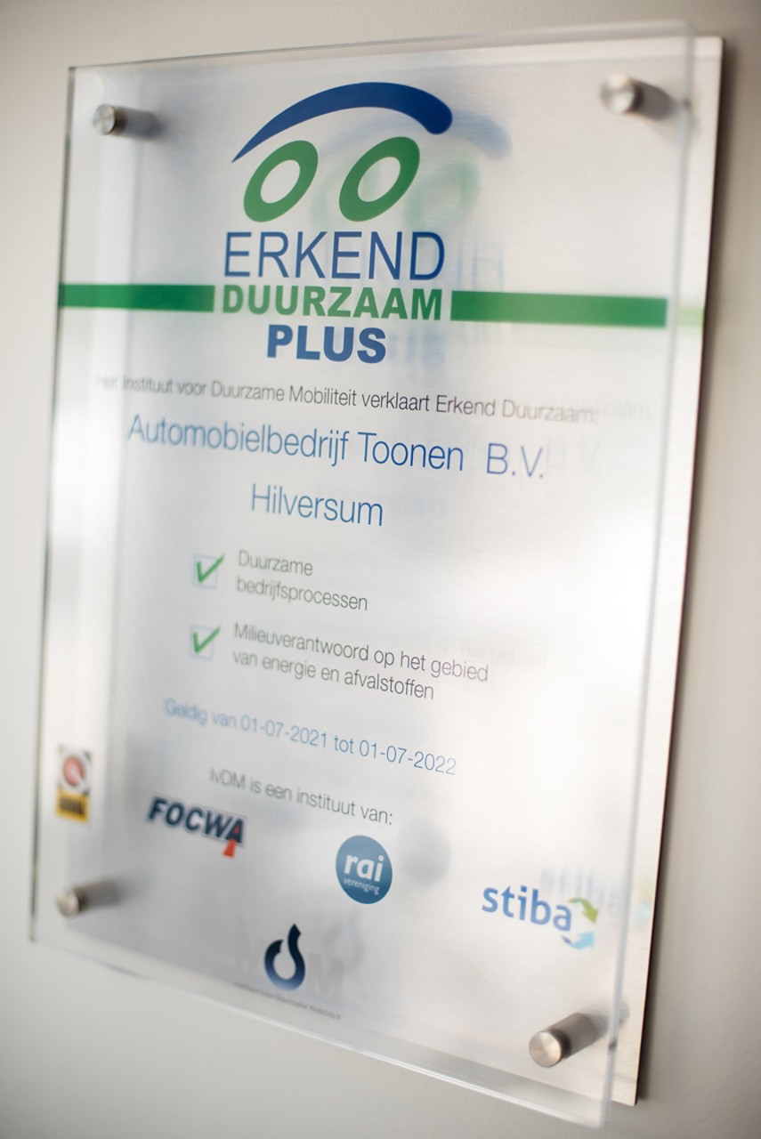 Toyota, Toonen, dealer, erkend duurzaam plus
