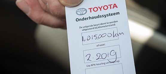 Toyota, onderhoudsbeurt, bewijs