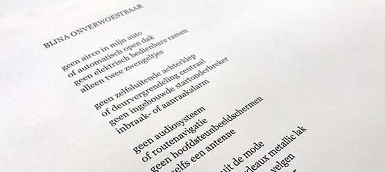 Toyota, gedicht, Hans en Roxy